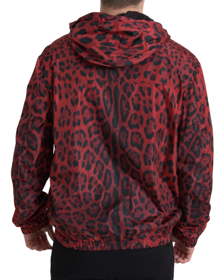  - Red Leopard Hooded Bomber Jacket