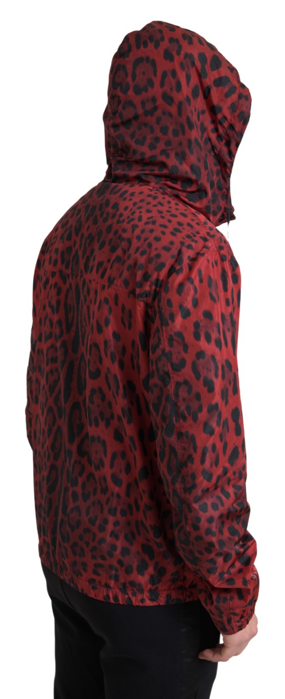  - Red Leopard Hooded Bomber Jacket