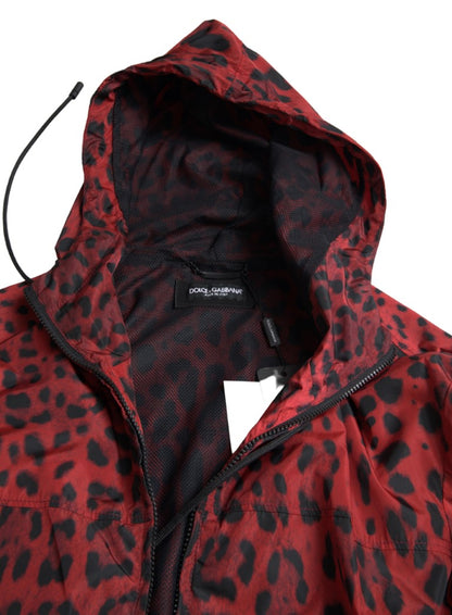  - Red Leopard Hooded Bomber Jacket