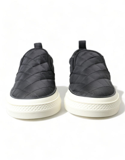  - Elegant Quilted Black Canvas Sneakers