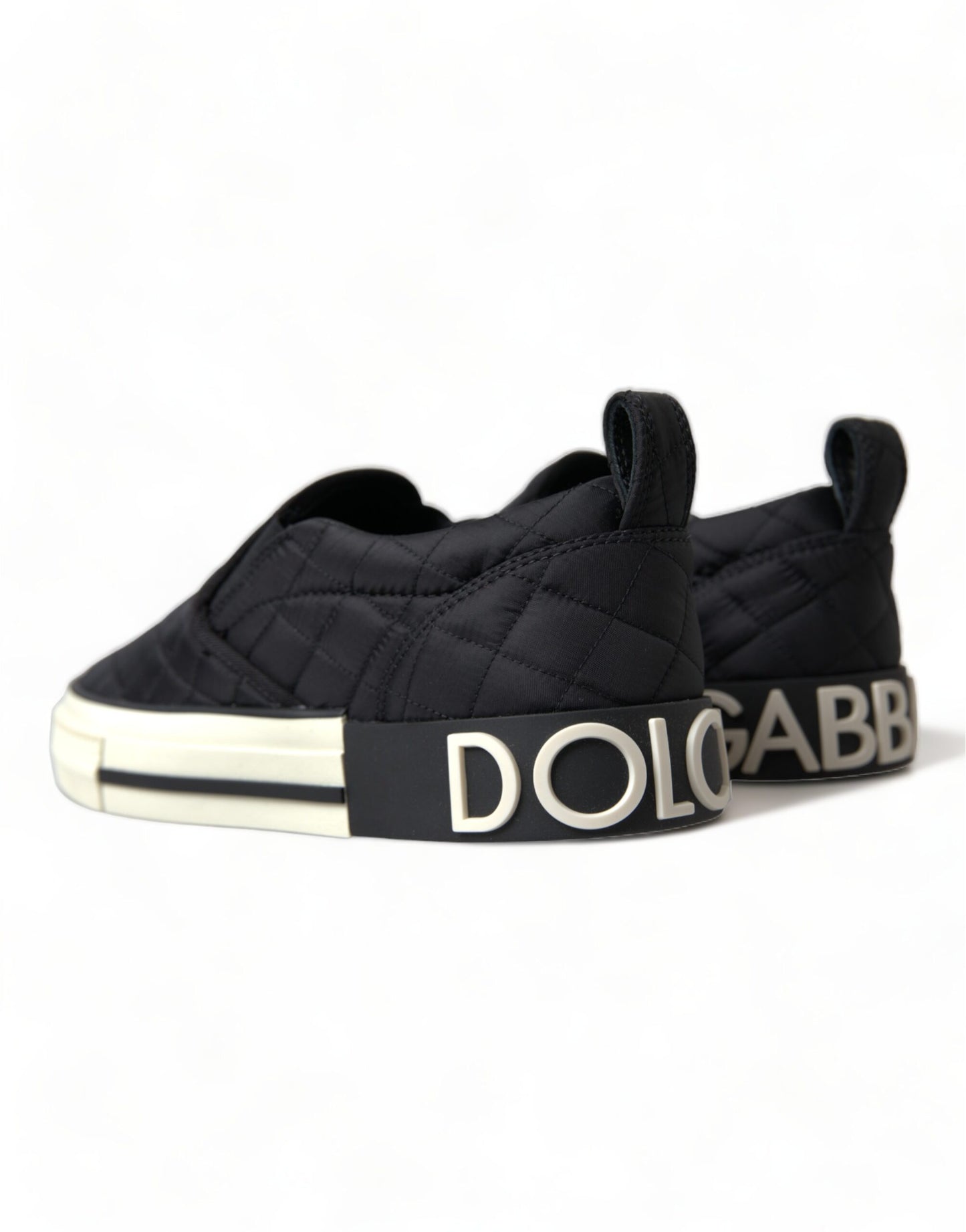  - Elegant Quilted Black Canvas Sneakers