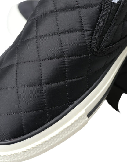  - Elegant Quilted Black Canvas Sneakers