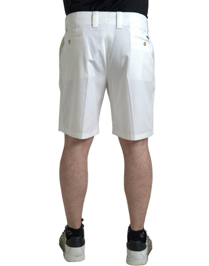  - Elegant White Bermuda Denim Shorts