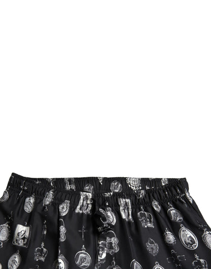  - Elegant Silk Joggers with Religious Print