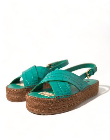  - Elegant Green Espadrille Platform Sandals