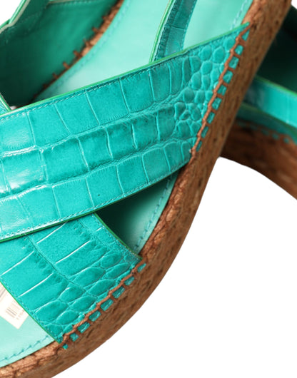  - Elegant Green Espadrille Platform Sandals