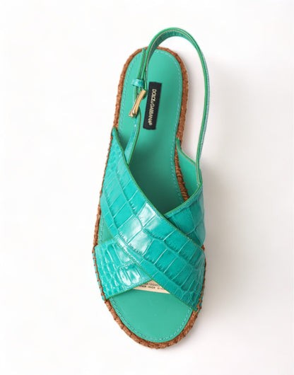  - Elegant Green Espadrille Platform Sandals