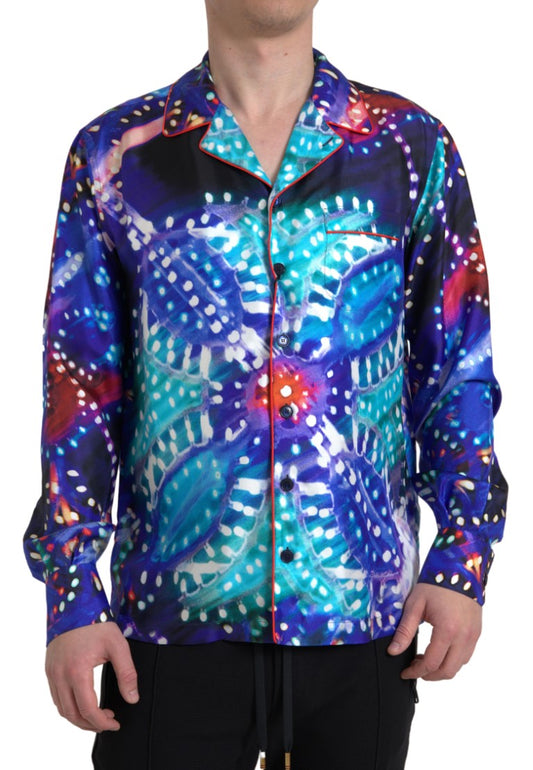  - Psychedelic Print Silk Pajama Shirt