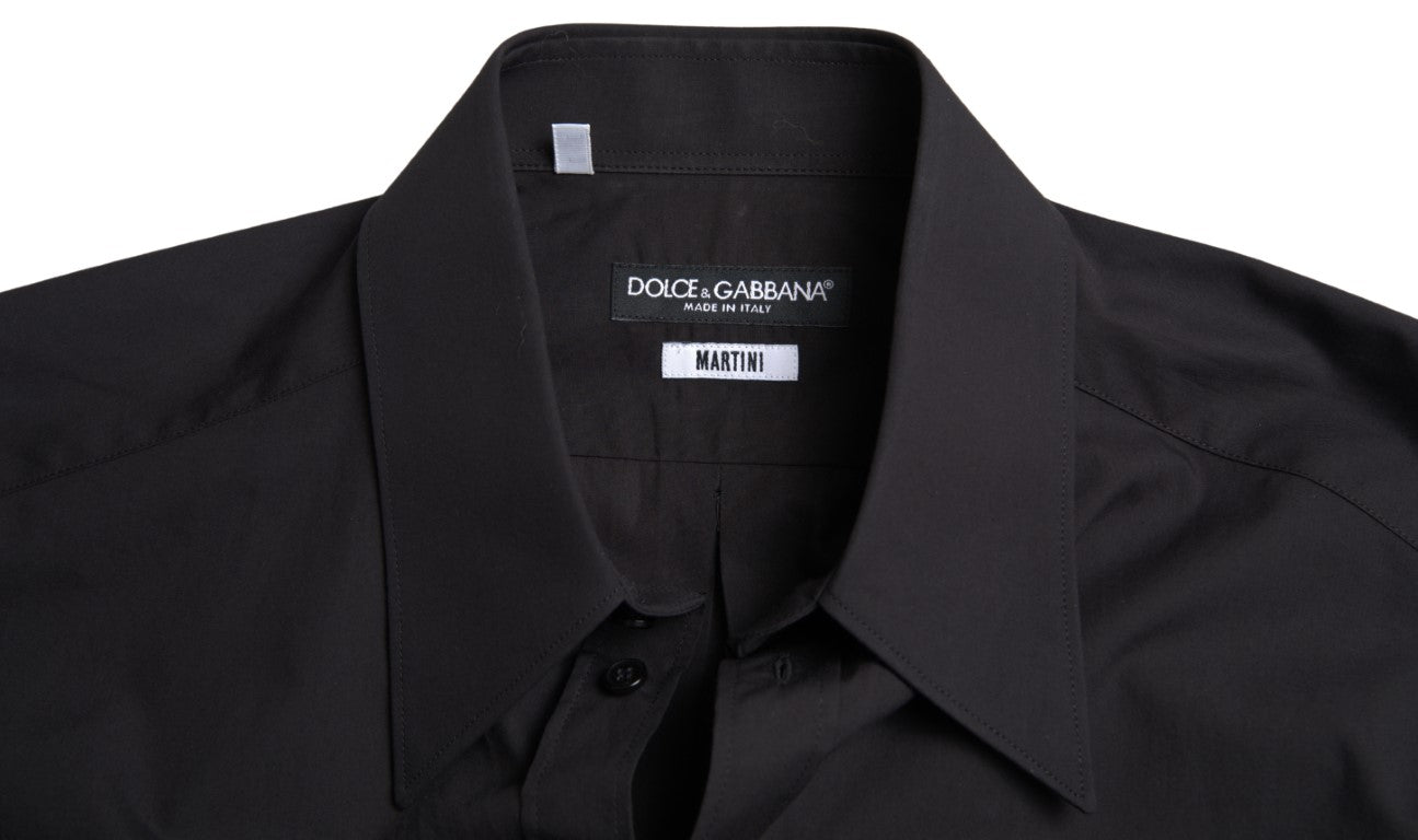  - Elegant Slim Fit Black Cotton Dress Shirt