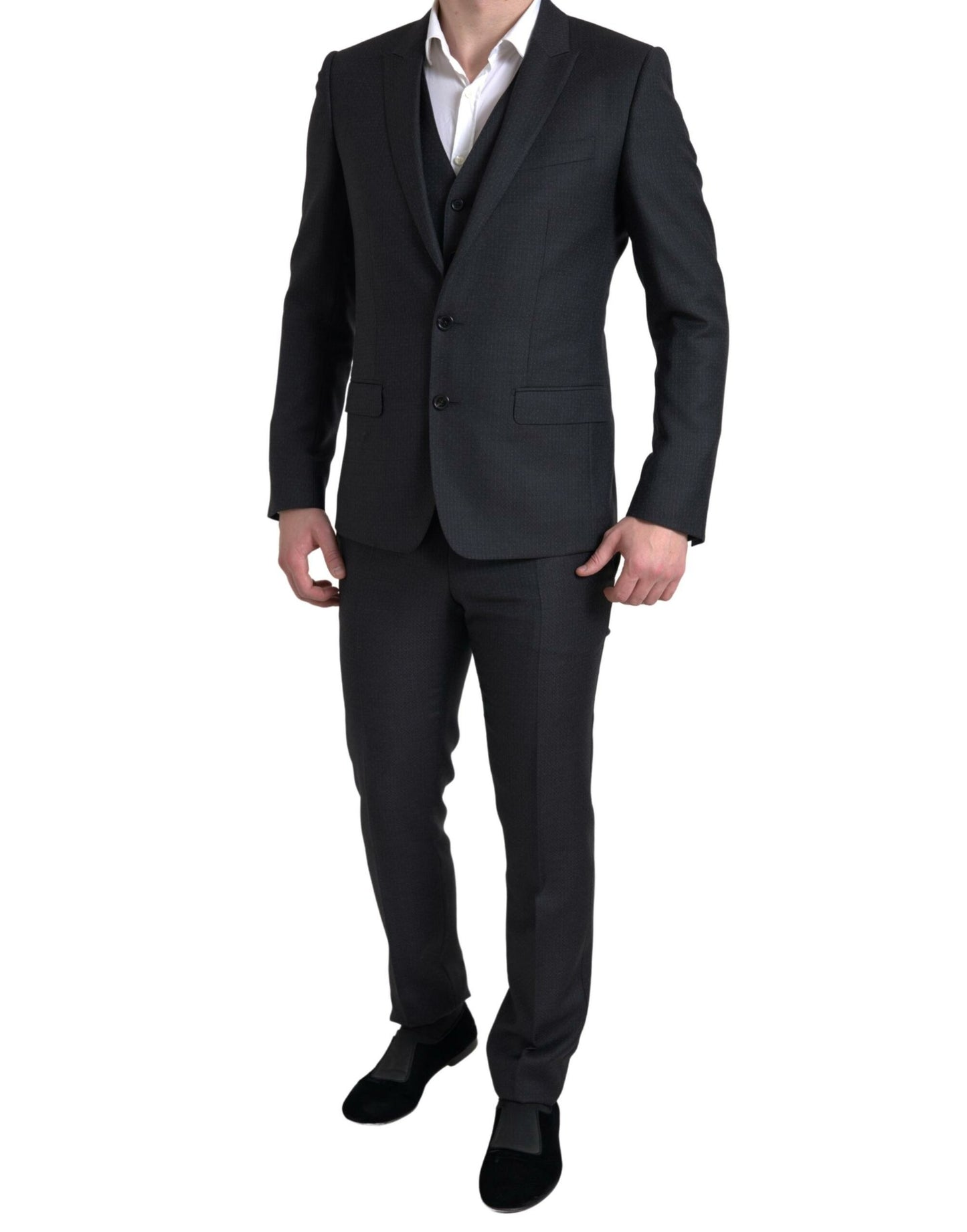 Elegant Black Martini Slim Fit 3-Piece Suit by Dolce & Gabbana