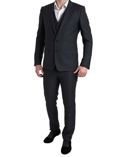 Elegant Black Martini Slim Fit 3-Piece Suit by Dolce & Gabbana