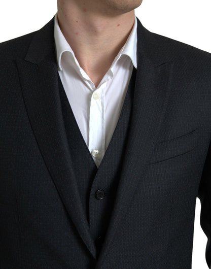 Elegant Black Martini Slim Fit 3-Piece Suit by Dolce & Gabbana