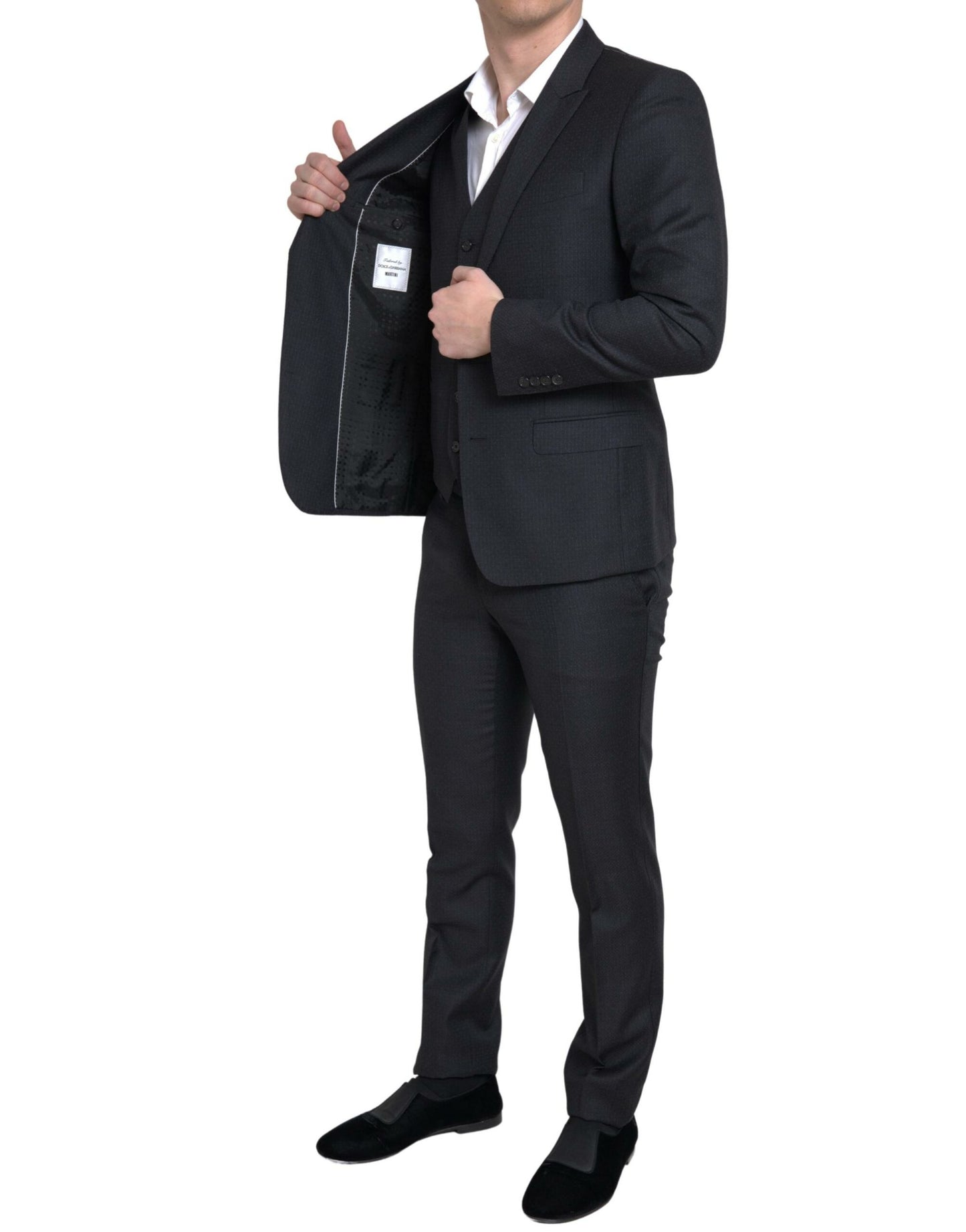 Elegant Black Martini Slim Fit 3-Piece Suit by Dolce & Gabbana