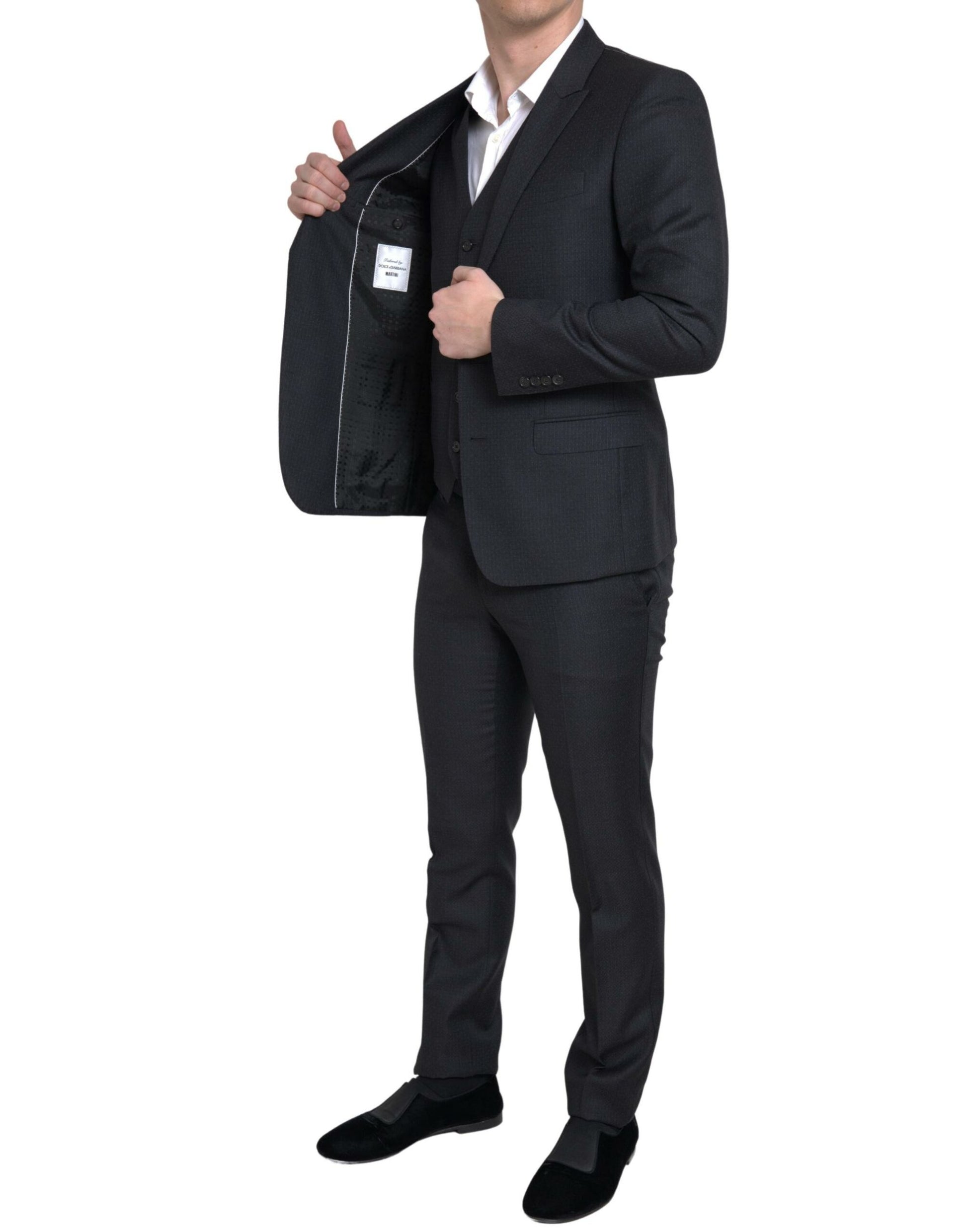 Elegant Black Martini Slim Fit 3-Piece Suit by Dolce & Gabbana