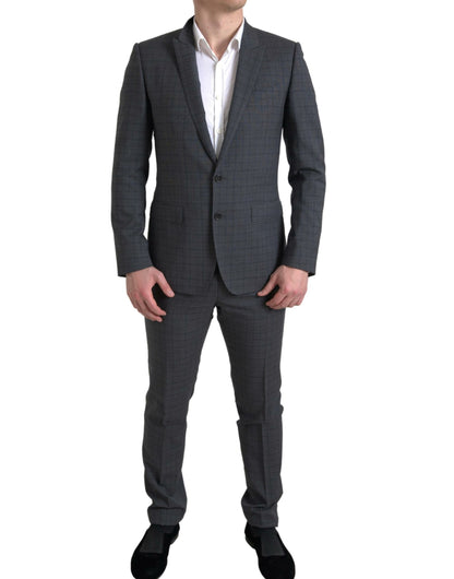  - Elegant Grey Checkered Slim Fit Suit