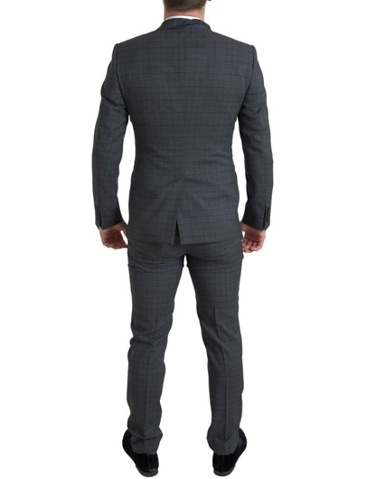  - Elegant Grey Checkered Slim Fit Suit