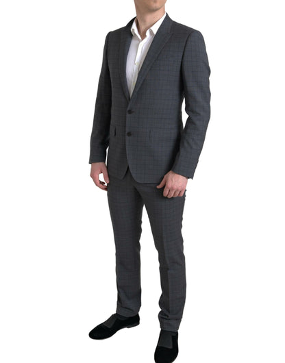  - Elegant Grey Checkered Slim Fit Suit