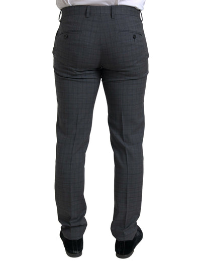  - Elegant Grey Checkered Slim Fit Suit