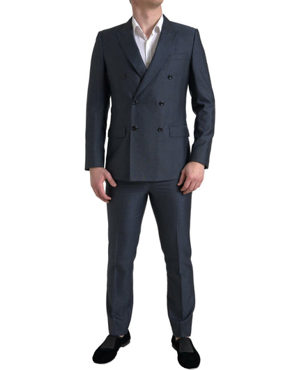  - Elegant Blue Silk Blend Martini Suit