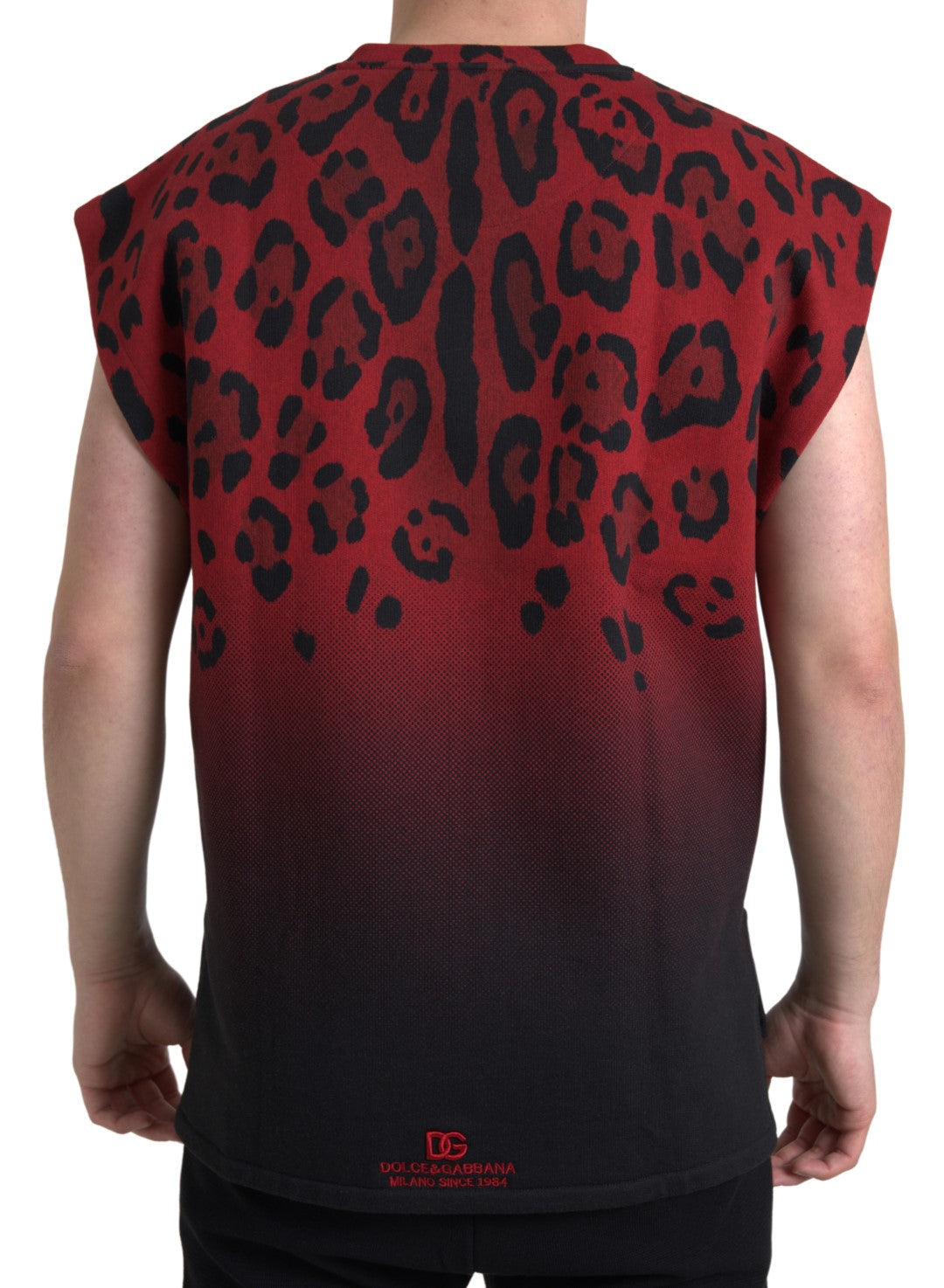  - Red Leopard Print Cotton Tank Top