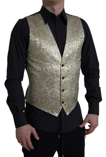  - Elegant Gold Silk Formal Vest