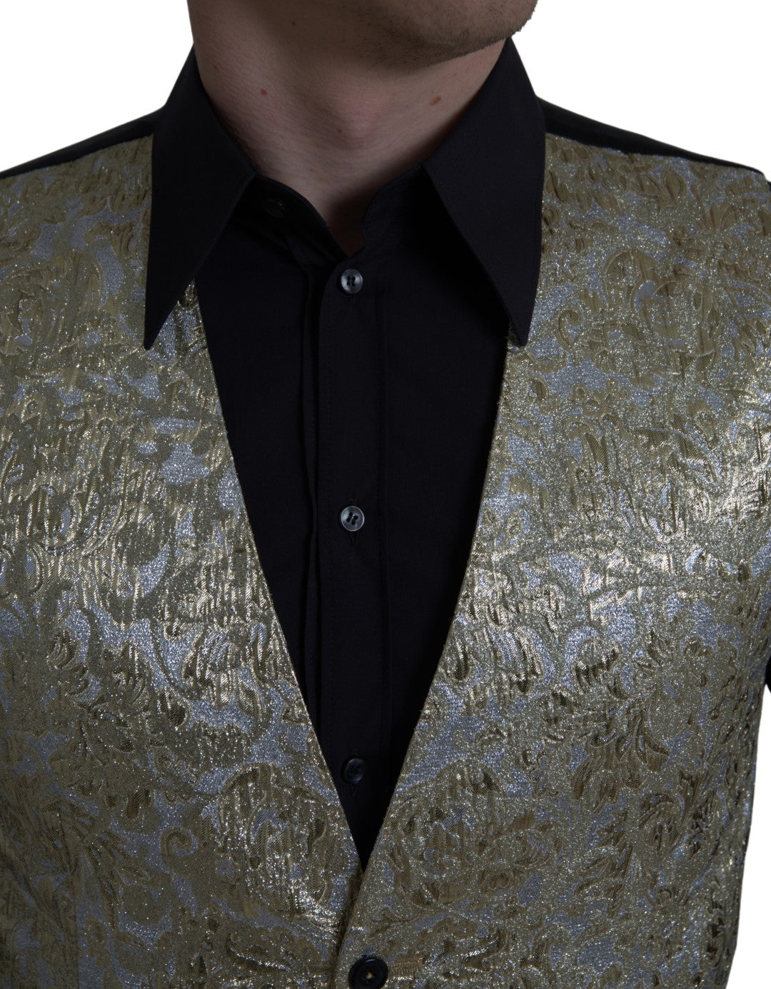  - Elegant Gold Silk Formal Vest