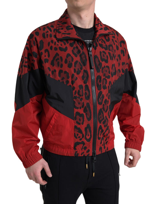  - Red Leopard Zip Sweater Jacket