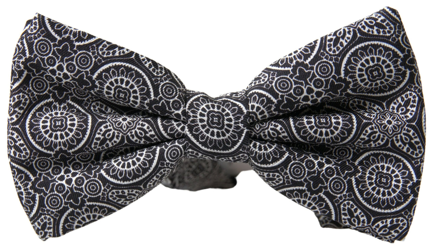 Elegant Black & White Silk Bow Tie - The Luxe Alliance