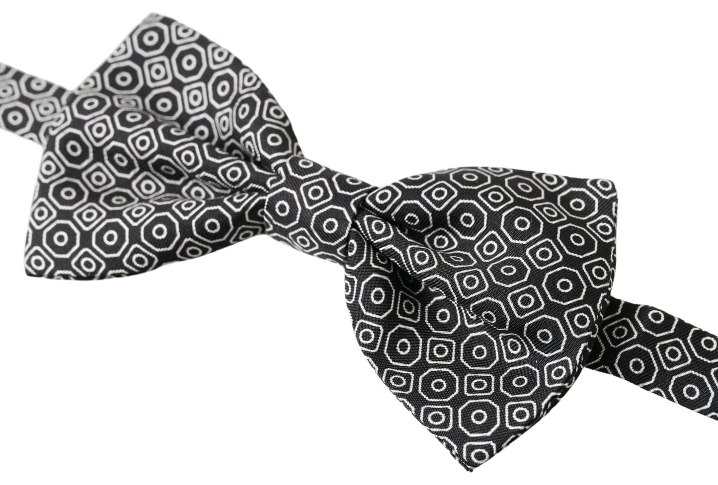  - Elegant Black and White Silk Bow Tie