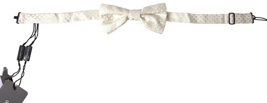  - Elegant Ivory Fantasy Pattern Silk Bow Tie