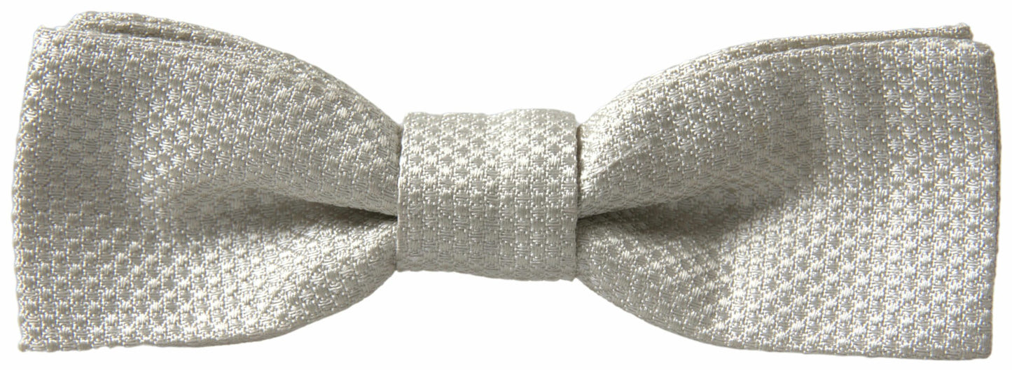  - Elegant Ivory Silk Bow Tie