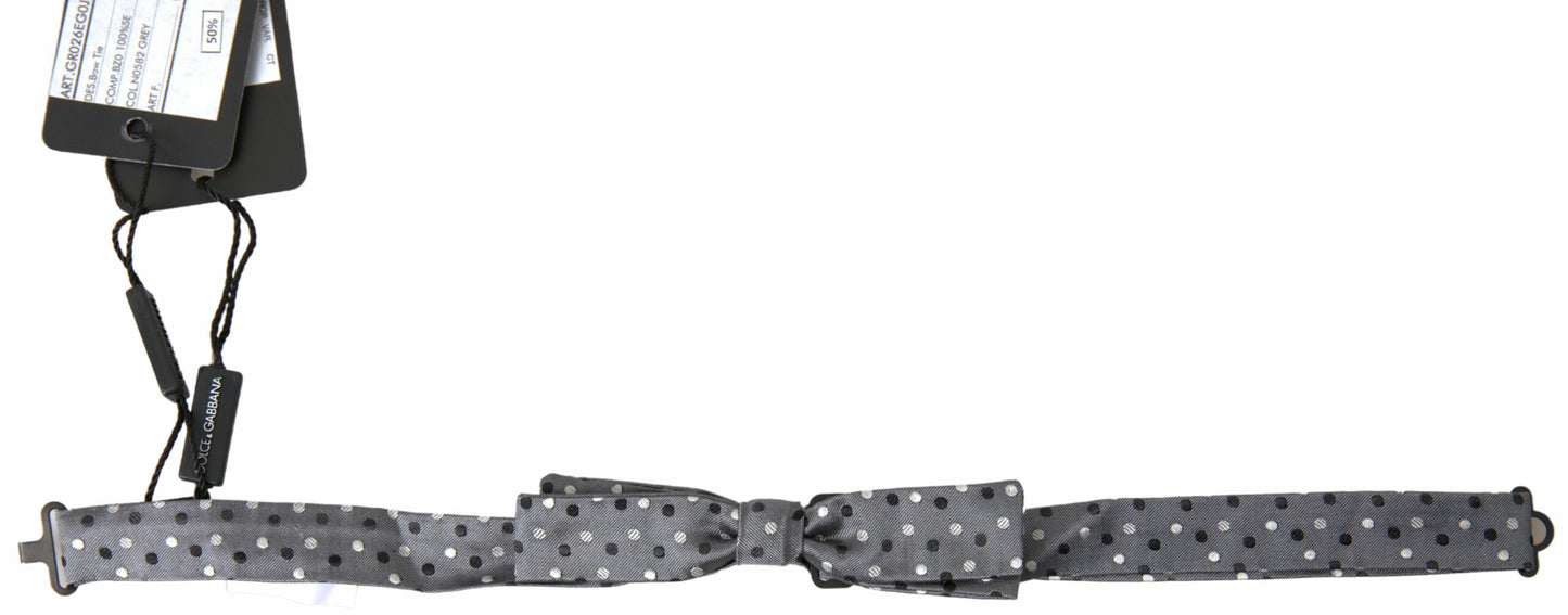  - Elegant Silk Gray Bow Tie