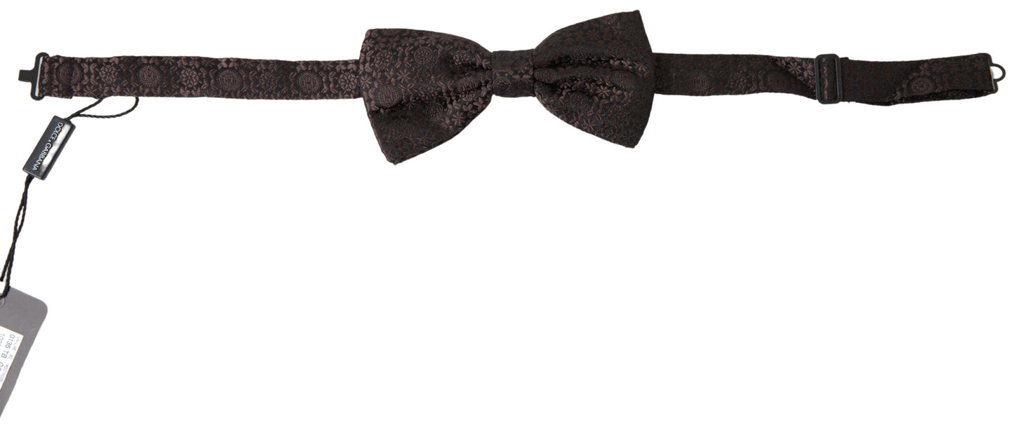  - Elegant Silk Brown Bow Tie