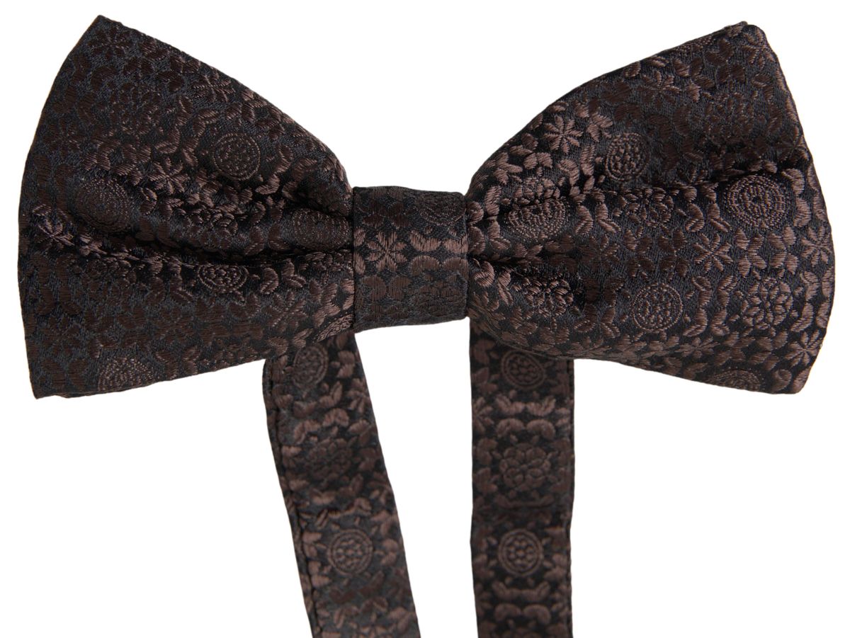  - Elegant Silk Brown Bow Tie