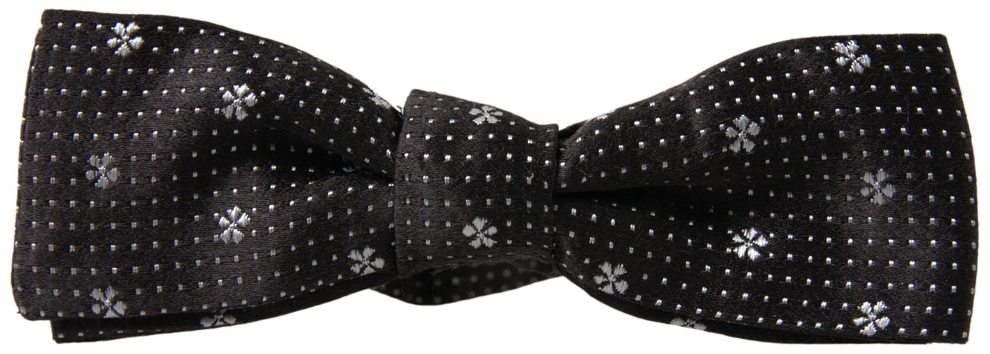  - Elegant Black Silk Bow Tie