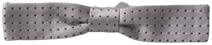  - Elegant Grey Silk Bow Tie