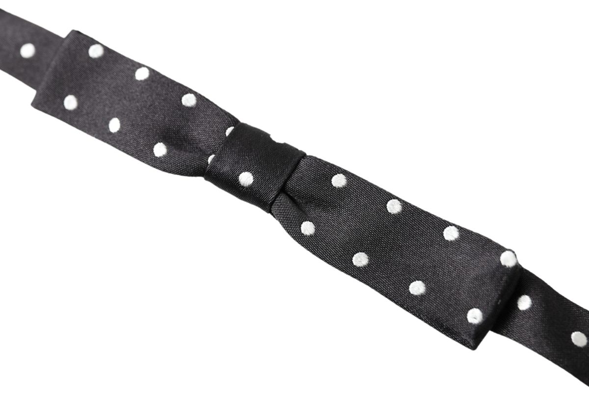  - Elegant Black Silk Bow Tie