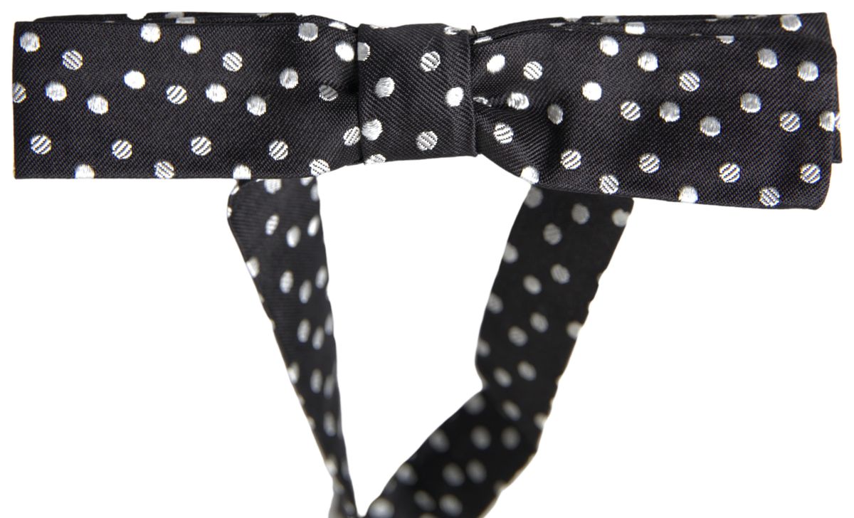  - Elegant Black Silk Bow Tie with Logo Detail