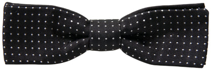  - Elegant Silk Black Bow Tie