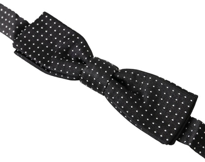  - Elegant Silk Black Bow Tie