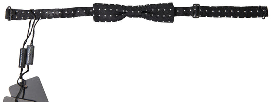  - Elegant Silk Black Bow Tie with Signature Clasp