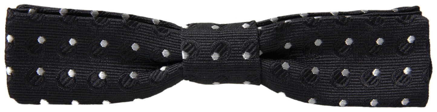  - Elegant Silk Black Bow Tie with Signature Clasp