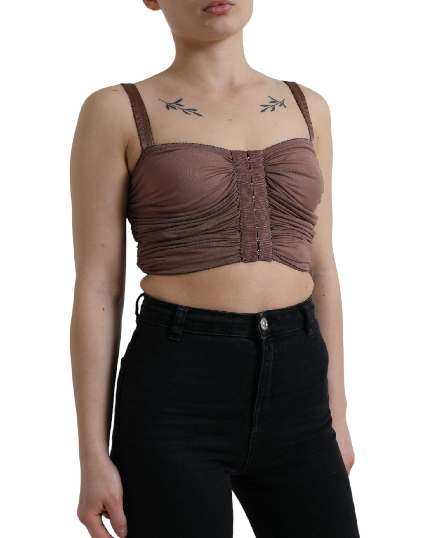  - Elegant Cropped Silk Blend Top