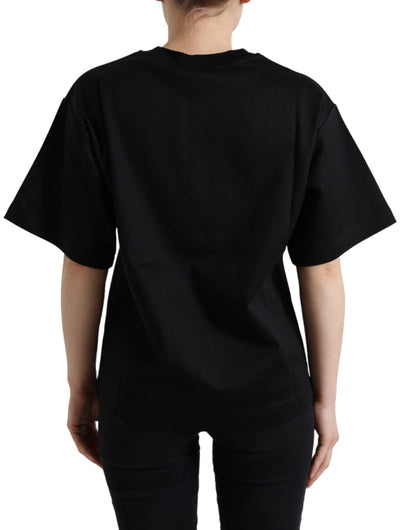  - Elegant Black Crystal-Embellished T-Shirt