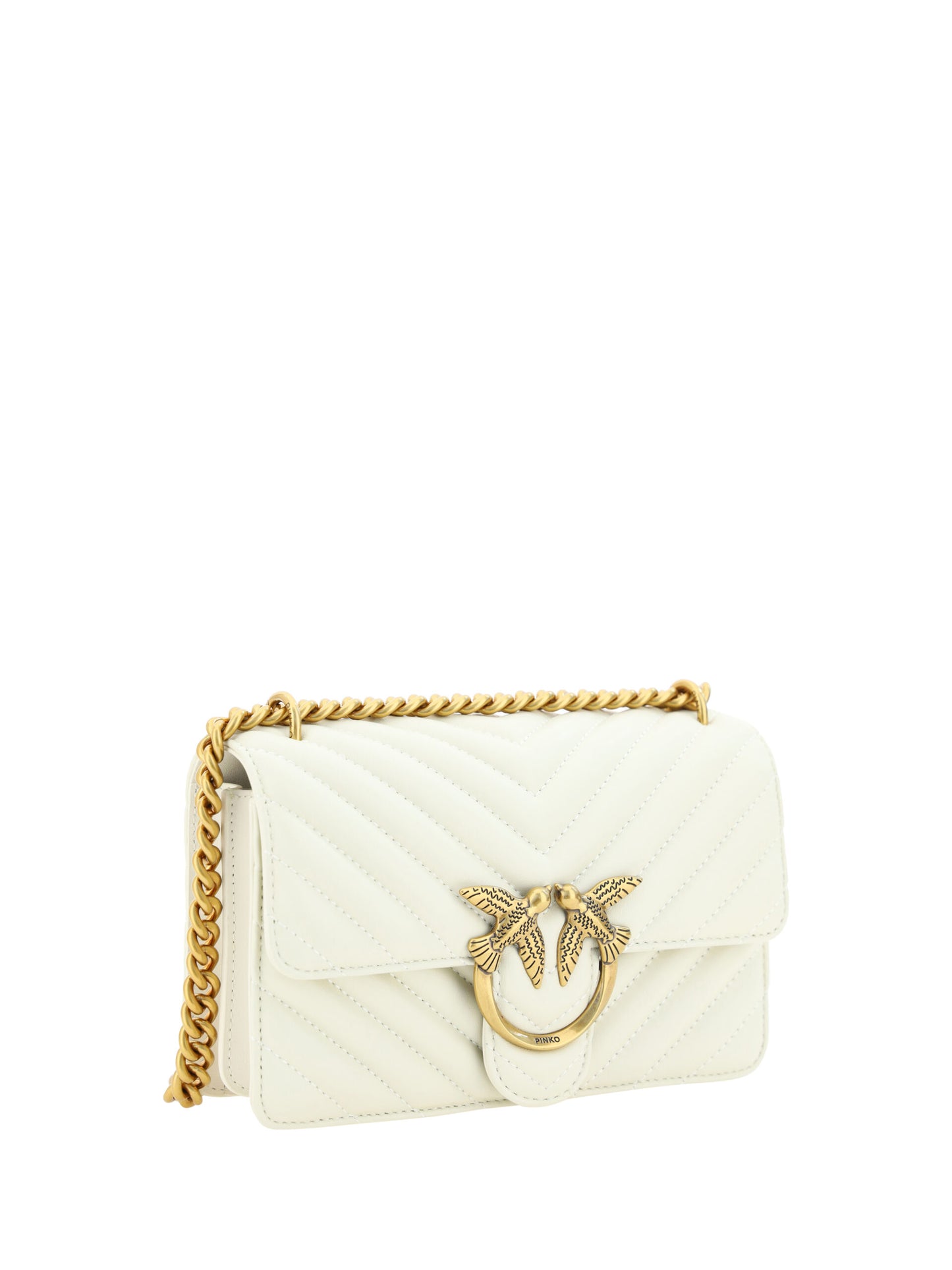 PINKO White Mini Love Shoulder Bag