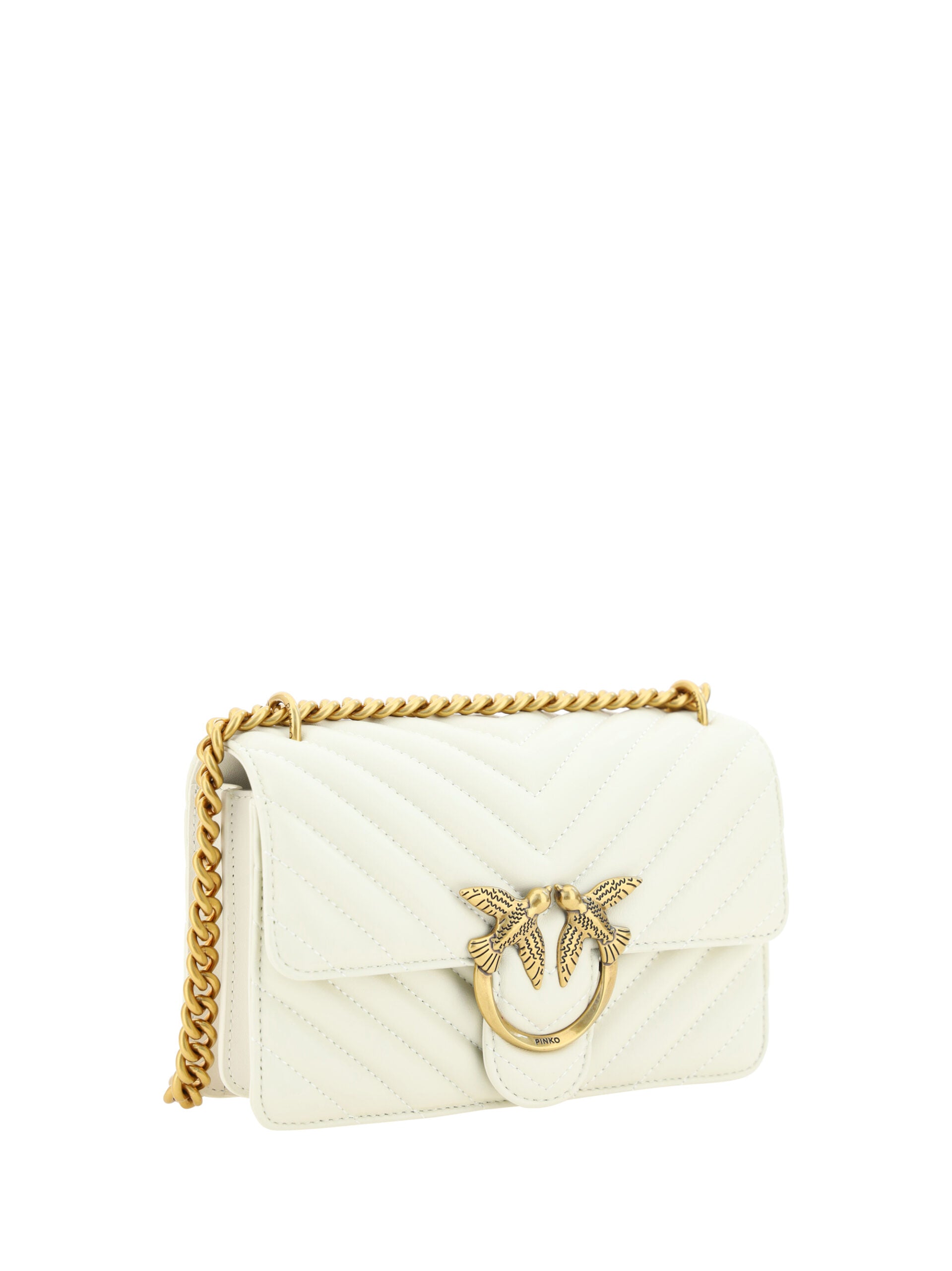 PINKO White Mini Love Shoulder Bag