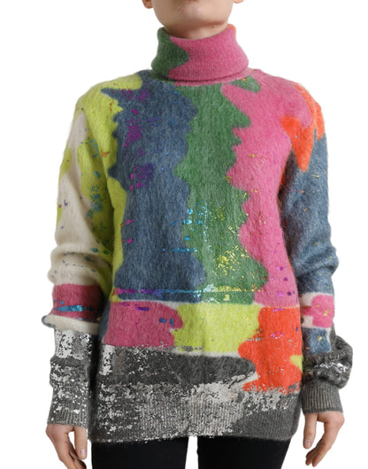  - Multicolor Mohair Stripe Turtleneck Sweater