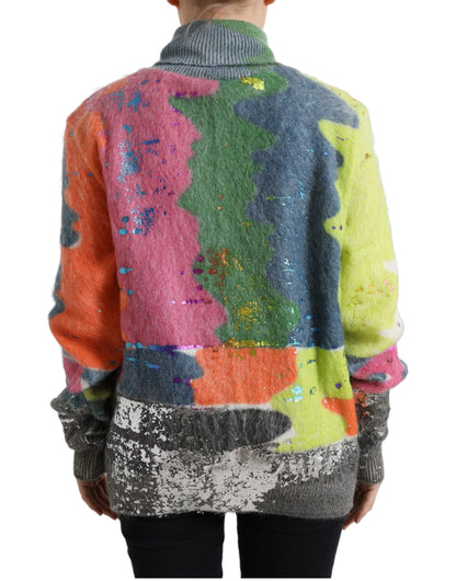  - Multicolor Mohair Stripe Turtleneck Sweater