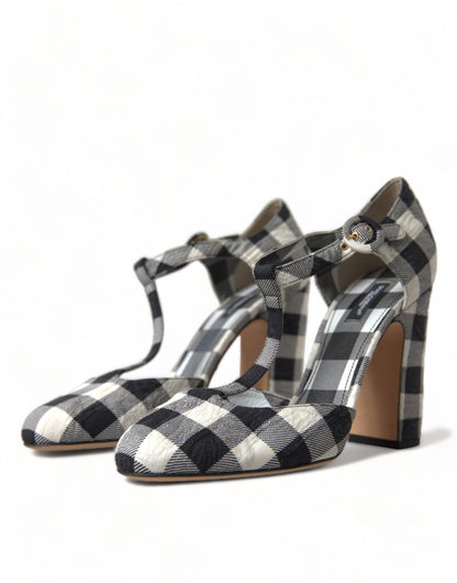  - Chic Gingham T-Strap Pumps: Timeless Mary Jane Heels