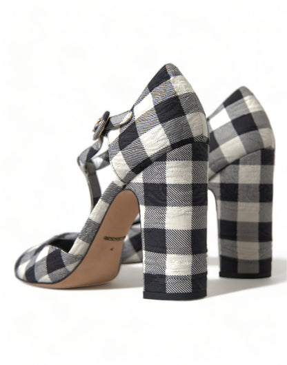  - Chic Gingham T-Strap Pumps: Timeless Mary Jane Heels